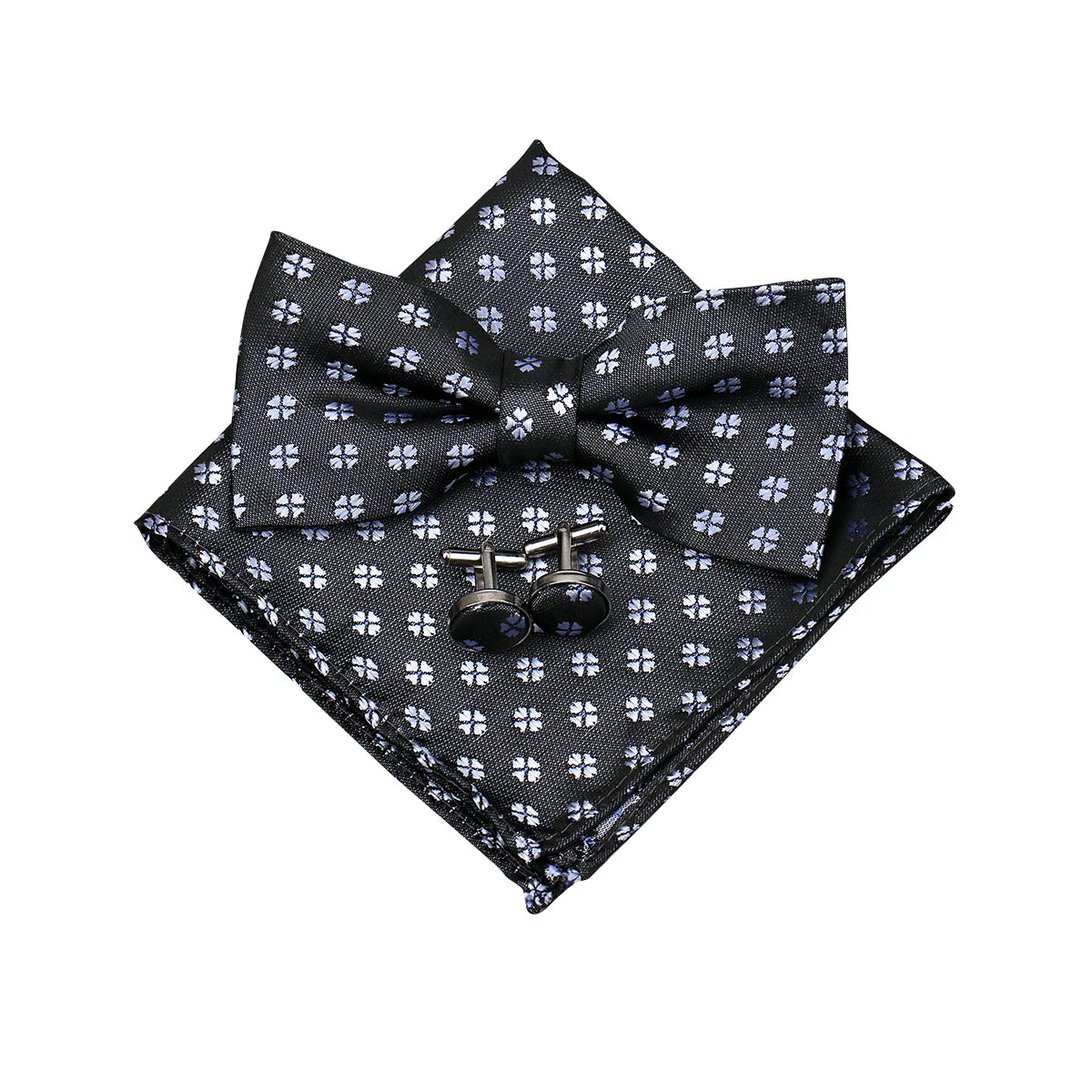 3 PCS Set 55 Colors Luxury Paisley Bowtie Suit Man Bow Tie Pocket Square Cufflinks Wedding Bowknot Accessories Butterfly Neckwear Adjustable Adult Ties