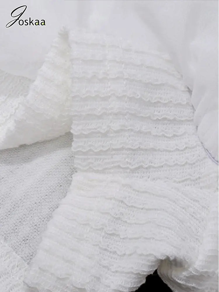 Knit Splice White 2 Piece Sets Women Outfit Sexy Long Sleeve Tops and Mini Tiered Skirts Suits Summer Nightclub Wear