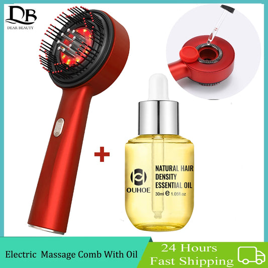 BRAND NEW Electric Vibration Laser Massage Comb With Hair Growth Oil Red Light Laser Therapy Scalp Liquid Applicator Brush Hair Follicle Comb Hair Care Accessories Supplies