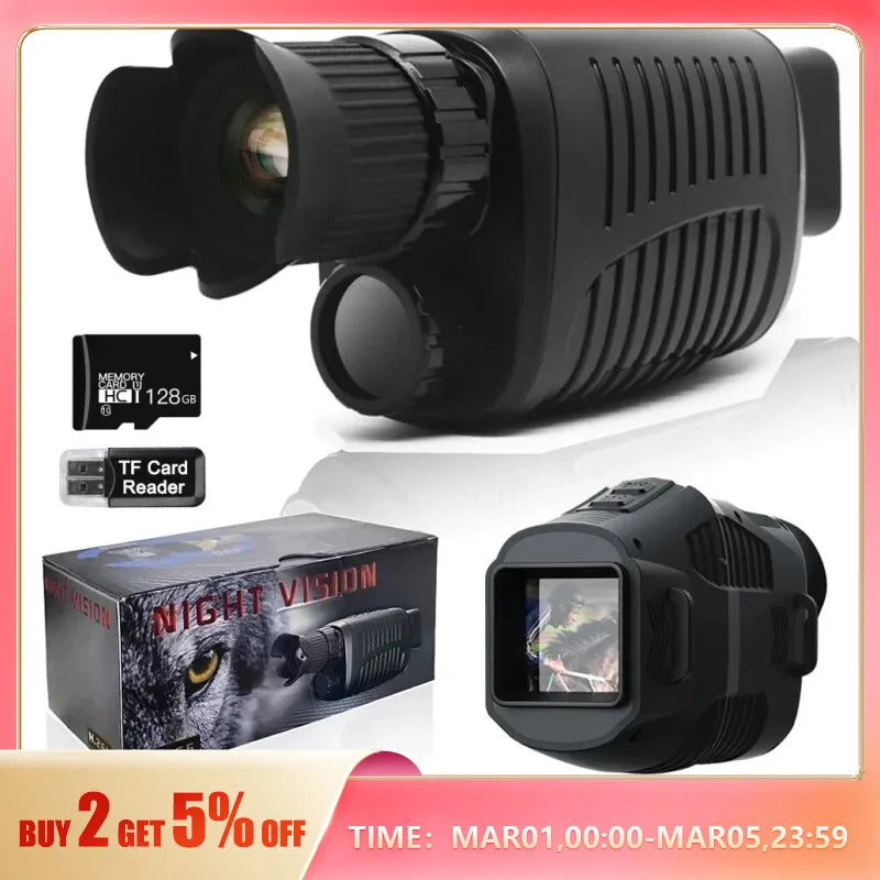 Monocular Night Vision Device 1080P HD Infrared Camera 5X Digital Light Zoom Hunting Telescope Outdoor Search Full Darkness 300m