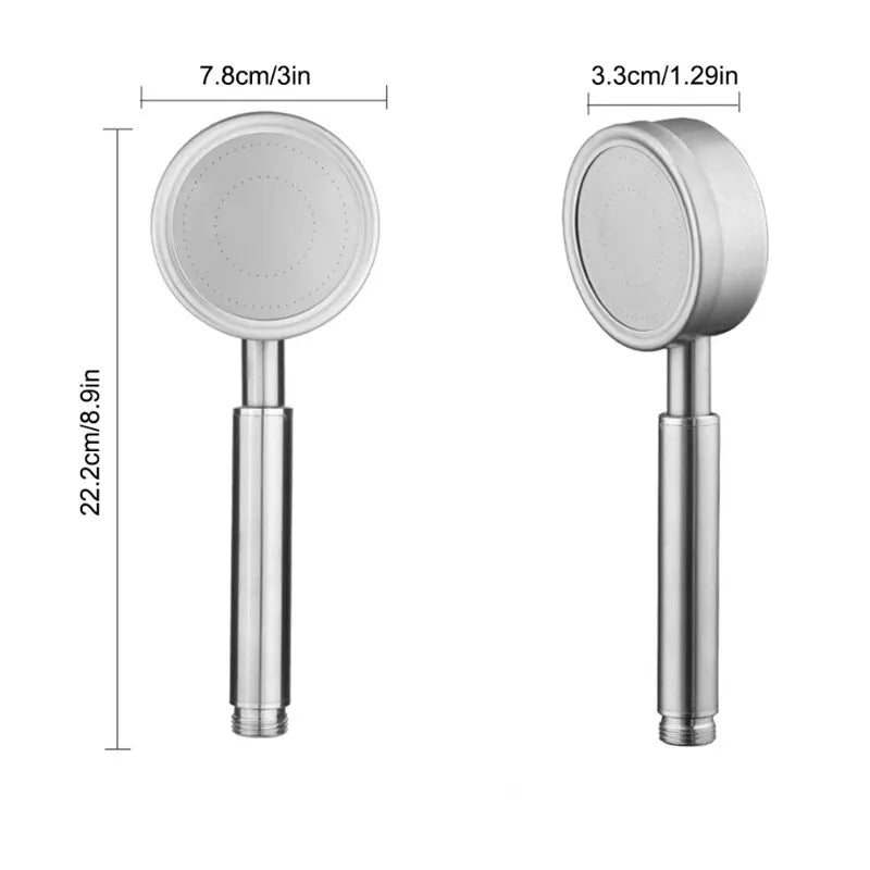 Stainless Steel Bathroom Handheld Shower Head High Pressure Water Saving Sprayer Nozzle Supercharged Rainfall Modes