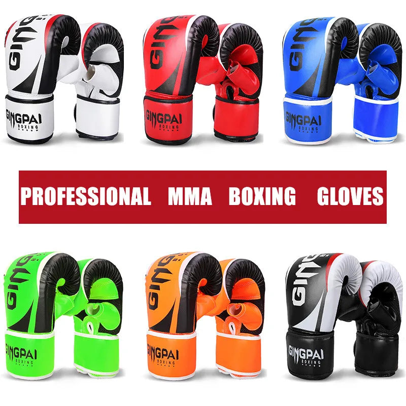 Just Arrived Professional Boxing MMA Gloves for Men Women Kids Leather Boxing Gloves for Punching Bag, Kick Boxing, Muay Thai Fighting Gloves For Gym Training Boxing Practice Sports Tools Set