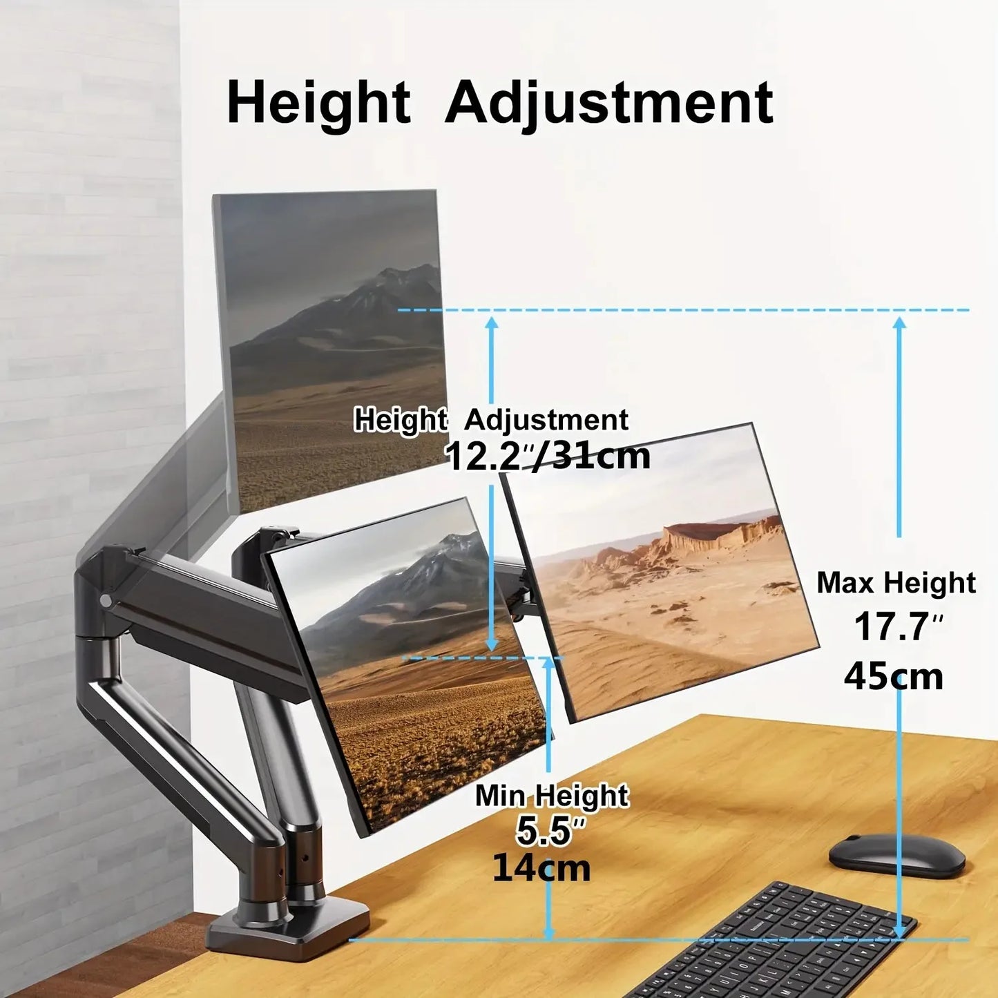 Dual Robotic Arm Monitor Stand Universal Free Hovering Telescopic Arm Base Computer Monitor Support Base Monitor Spring Bracket