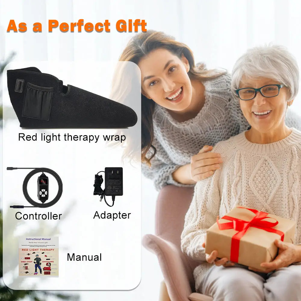 2 PCS Set New Red & Infrared Light Feet Shoes Wraps Toes & Ankle Knees with Controller Led Near Infrared Light Boots for Plantar Fasciitis Treatment Pain Relief Therapy
