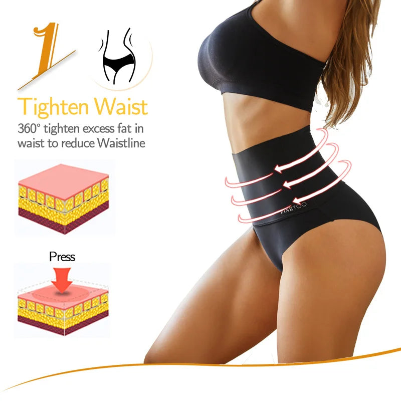 3PCS Set High Rise Women Seamless Shapewear Ice Silk Breathable Bodysuit Tummy Control Butt Lifter Briefs Ladies Slimming Underwear