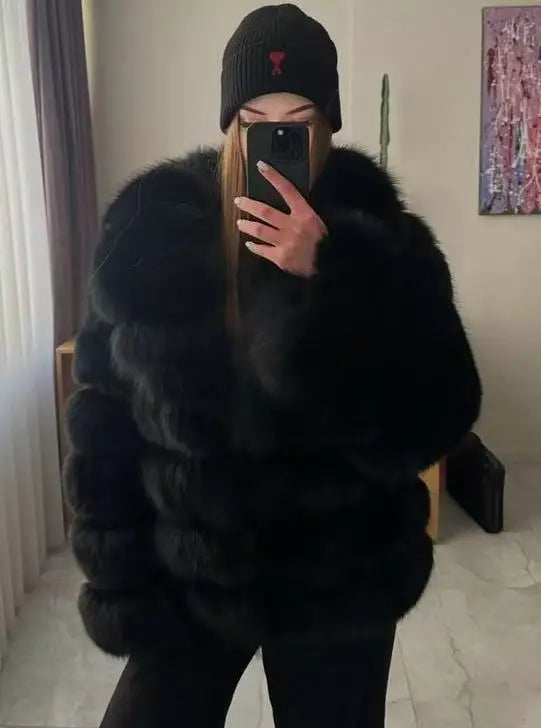 8 Colors S(45-55Kg)- 6XL(100Kg-110Kg) Plus Size Women's Real Fox Fur Coat Detachable Transform Jacket Removable Vest Thick Warm Solid Fur Ladies Luxury Fashion