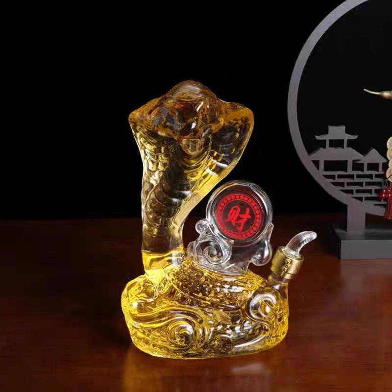1000ml Cobra Shape Whiskey Decanter, Hand Blown Glass Liquor Bottle with Stopper,  Animal Wine Carafe for Bar, Whiskey Scotch Bourbon Home Bar Drinkware Pubs Night Club Barware Accessories