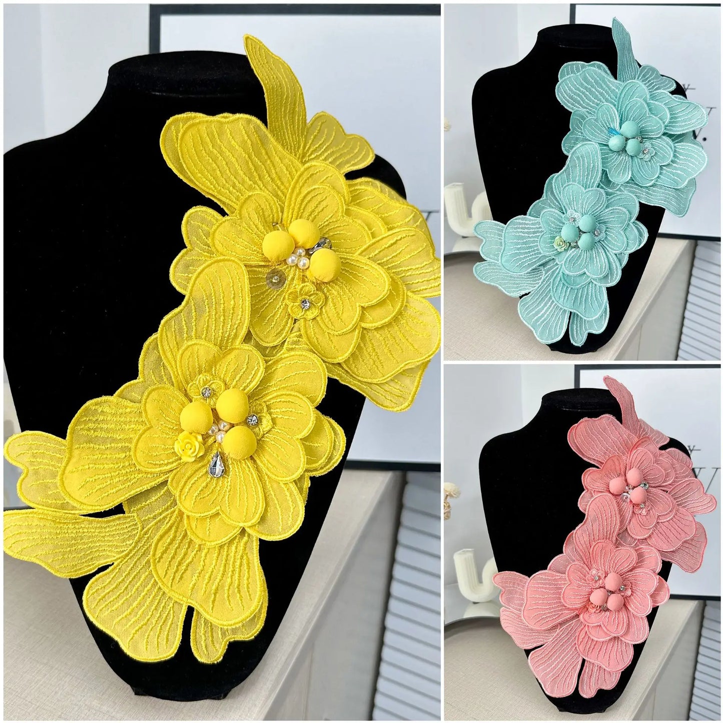 Pin Cloth Applique Decorative Flower Large Embroidery Studded Patch DIY Accessory Corsage