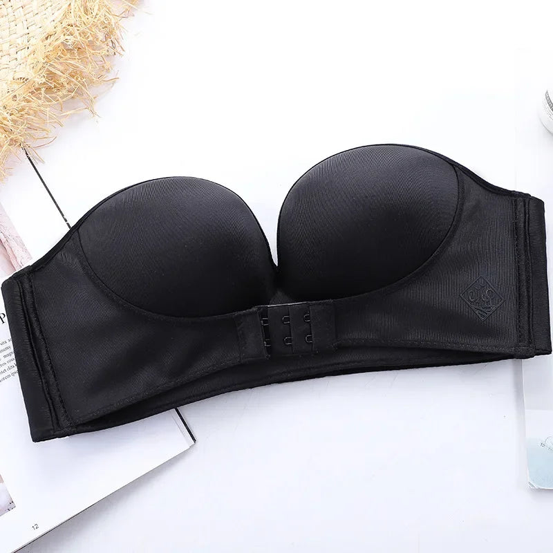 Women Girls Sexy Underwear Supplies Front Buckle Invisible Non-Slip Small Push-Up Bra with a Breathable Strapless Glossy Bra Cover Ladies Female Luxury Lingerie Fashion Clothing Products