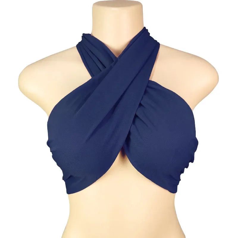 Multi-Colors Sexy Tank Top Cross Bandage Backless Sleeveless Halter Crop Tops Women Bare Midriff Camisole Female Tube Top Cropped Vest
