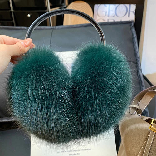 New Winter Real Fox Fur Earmuffs 14 Colors for Women Natural Fox Fur Scarves Dual use Genuine Warmer Plush Earmuff Outdoor Solid Fur Scarf