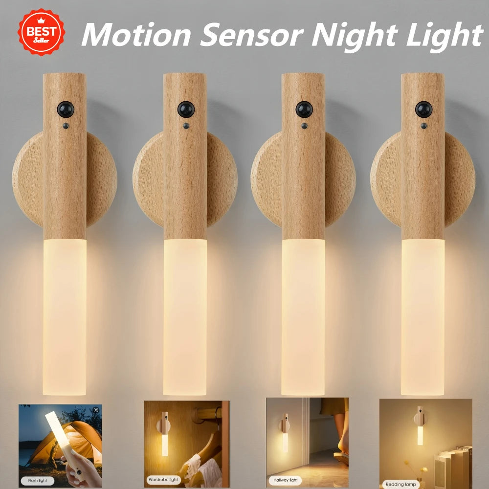 NEW Arrivals 1-10 PCS Set Rechargeable Magnetic Wall Light Smarts Motion Sensor LED Night Lamp Portable for Hallway Bedroom Stairs Bathroom Cabinet Decor