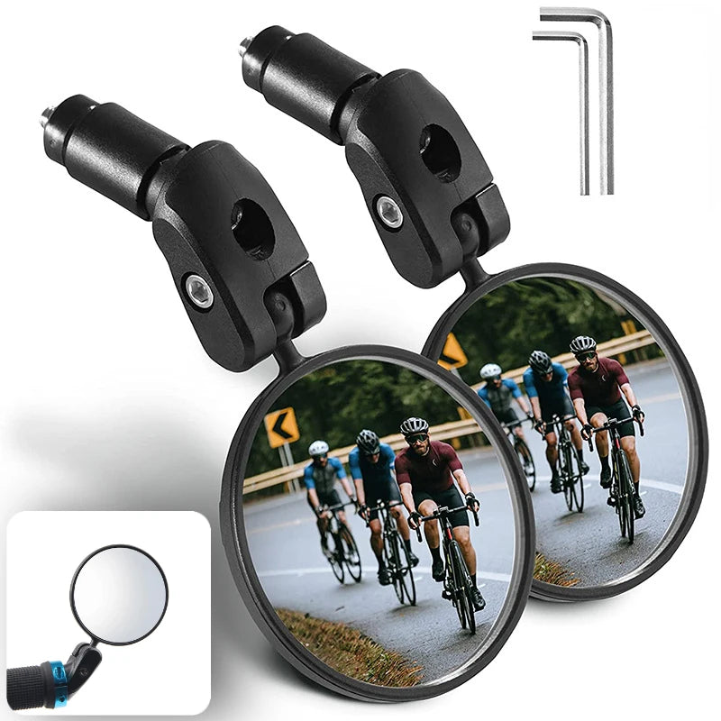 NEW Arrivals 2PCS Universal Bicycle Rearview Mirror Adjustable Rotate Wide-Angle Cycling Handlebar Rear View for MTB Road Bike Accessories