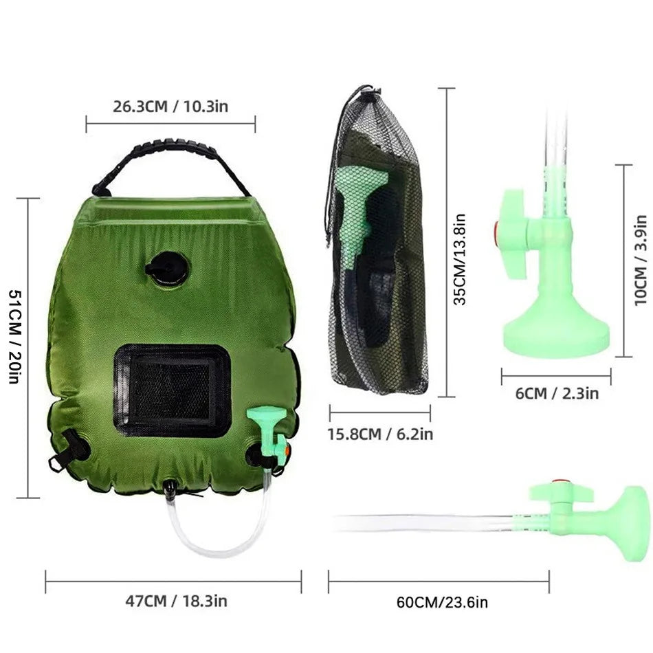 20L Outdoor Camping Shower Bag with Solar Thermal Collection and Portability Shower Bag Outdoor Portable Shower Water Bag Hygiene Accessories
