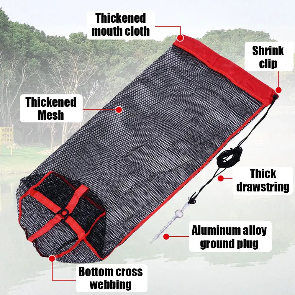 Fishing Mesh Bag Folding Fishing Gear Thickening Small Grid Nets Live Fish Nets Bag Bundle Mouth Net Bag Fishing Supplies