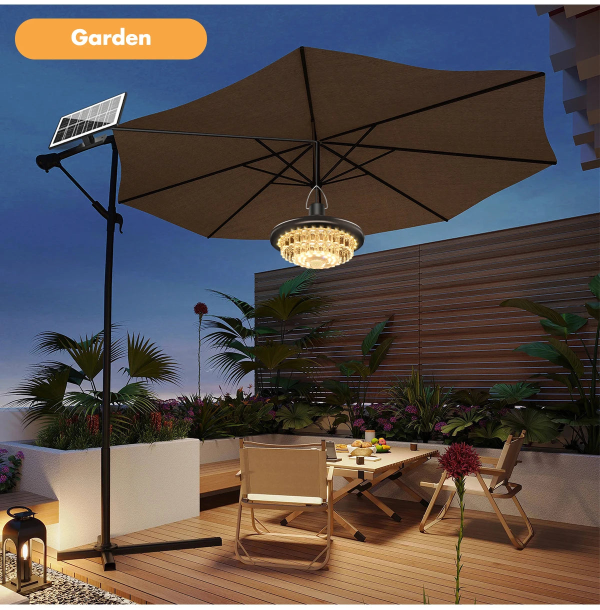Waterproof Crystal Solar Pendent Light LED Solar Light Outdoor with Adjustable Color Changing Solar Garden Lamp for Gazebo