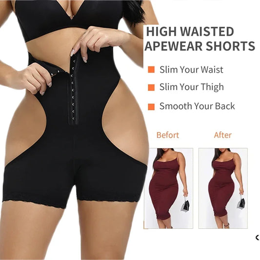 S-6XL Plus Size Women's Butt Lift Shaper Beige/Black Color Panties Hollow Out Tummy Control Hook Underwear Booty Enhancer Push Up Shapewear Ladies Underwear Apparel Accessories