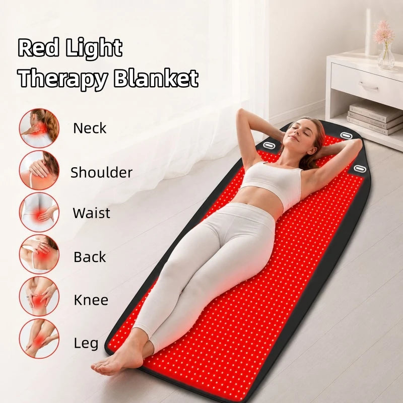 NEW Arrivals 1444 LED's Red Light Therapy Yoga Wall Mounted Mat Whole Body Infrared Relaxation Mat Suspended Treatment  Blanket 850x1+660x2nm Heating Mat Body Healing Pain Relief Hanging & Floor Use