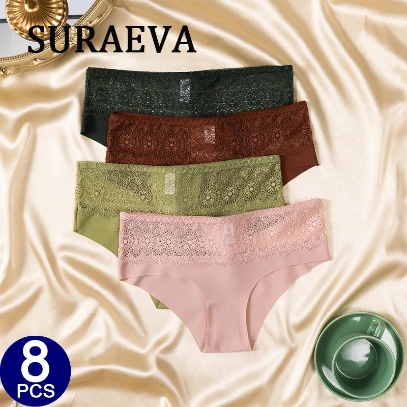 8 Pcs Set Lot Lace Women's Panties Set Elastic Women Briefs Ladies Seamless Lingerie Female Cotton Crotch Underwear Supplies Comfort Intimates Ladies Lingerie Fashion Clothing Products