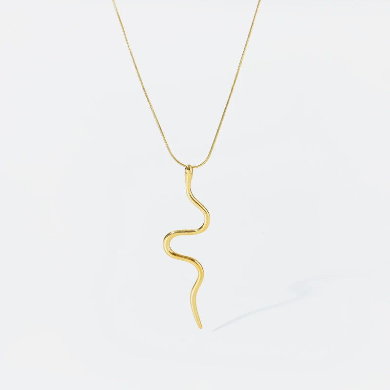 Stainless Steel Creative Gold Color Snake Pendant Necklace For Women Girl New Design Waterproof Jewelry Gift Party