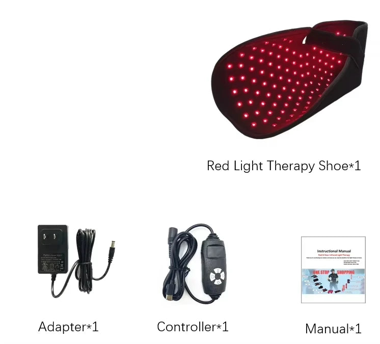 2 PCS Set New Red & Infrared Light Feet Shoes Wraps Toes & Ankle Knees with Controller Led Near Infrared Light Boots for Plantar Fasciitis Treatment Pain Relief Therapy