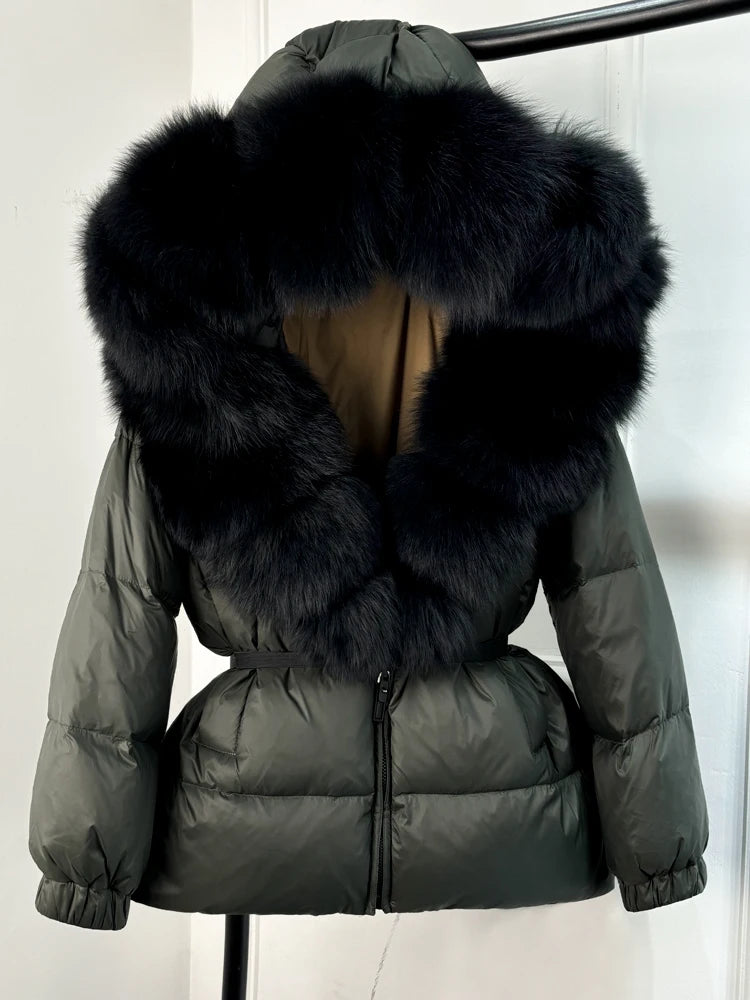 NEW Arrivals UK S-XL Size 11 Colors Winter Puffer Jacket Women 100% Real Fox Fur Hooded Thick Warm 90% White Duck Down Coat Female Parkas Waterproof Mini Coat