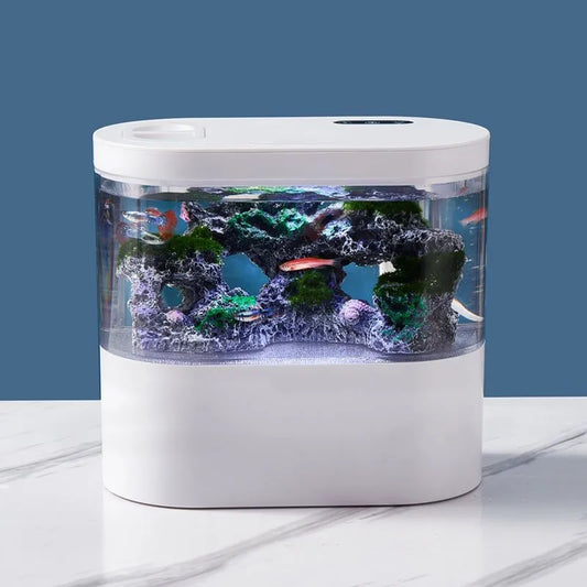 USB Mini Desktop Aquarium Built-in Water Pump / LED light / Filter Self Circulation and Self Circulation Goldfish Tank