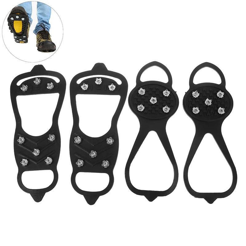 NEW Arrivals 2PCS 8-Studs TPE Anti-Slip Ice Claws Winter Sport Shoe Cover For Women Men Snow Climbing Spike Grips Crampon Cleats Boots Cover Winter Sports Accessories Supplies