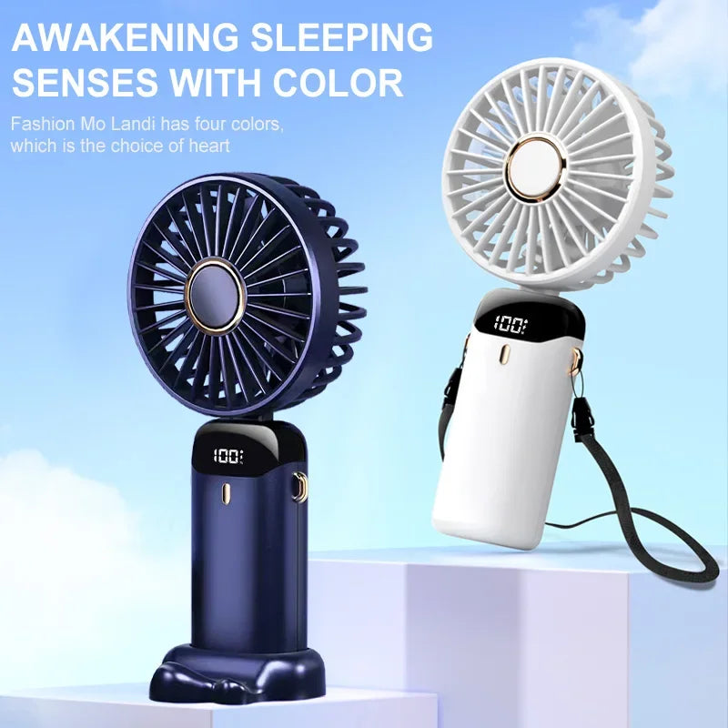New Arrivals Powerful Wind Cooling Hand Mini USB Fan Portable 5 Speed Personal Pocket Rechargeable Handheld with Hook Outdoor Travel Air Cooling Fans