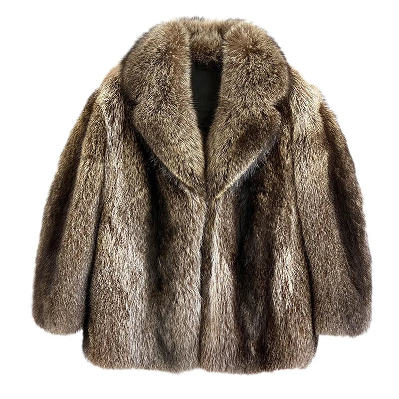 NEW Arrivals S-6XL PLUS SIZE Men Autumn Winter Thick Maxi Faux Fox Fur Coat Jacket Long Sleeve Warm Luxury Fur Black Parkas Furry Shaggy Snow Outerwear