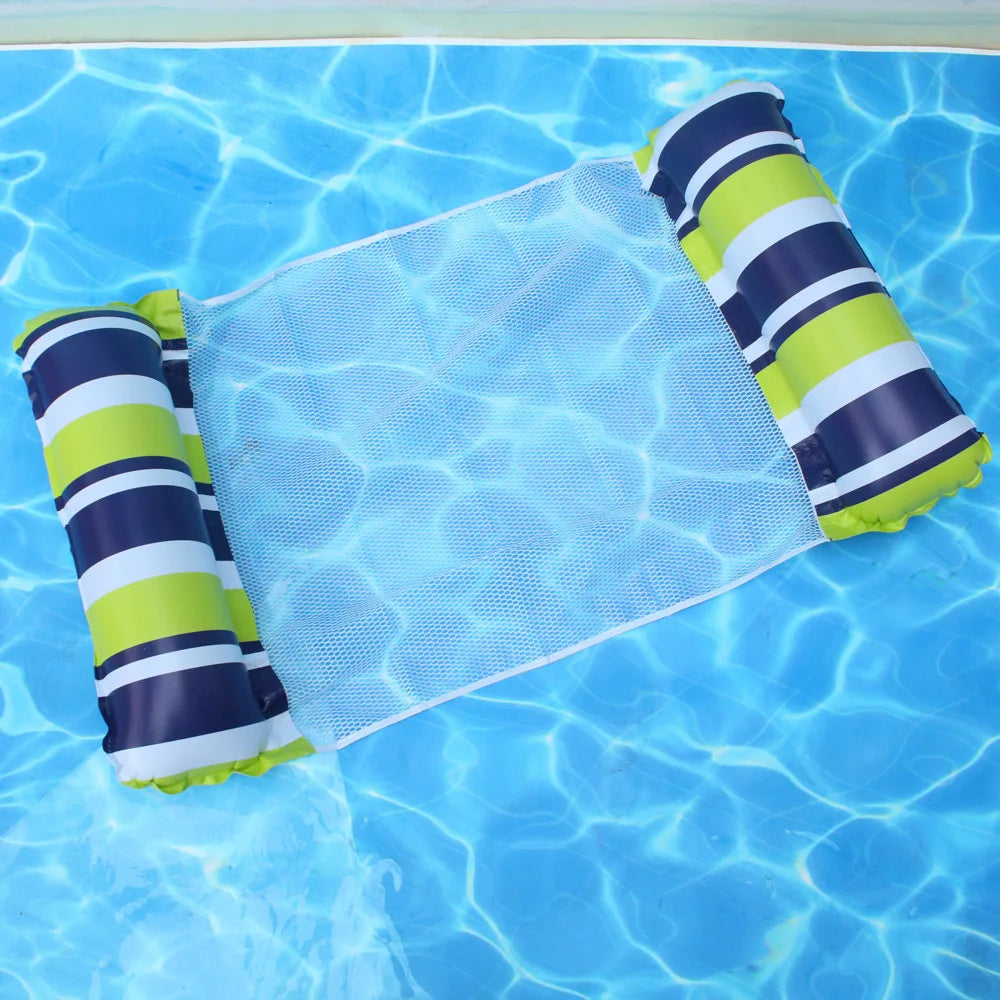 NEW Arrivals 2PCS Set 10 Colors/Styles Summer Pool Float Mat - Striped Inflatable Lounge Chair & Hammock for Adults Kids Water Sports Toys Home Swimming Pool Beach Inflatable Mattress