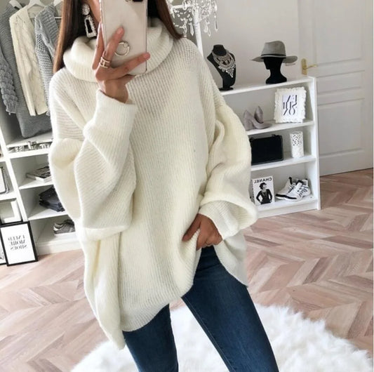 NEW Arrivals UK Size 4 Colors Autumn And Winter Turtleneck Sweater Oversized Women Warm Knitted Pullovers Female Casual Loose Long Sleeve Tops Jumper