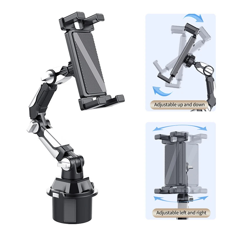 NEW  Car Tablet  Phone Mount on Cup Holder 6.5-9.5CM Adjustable Base Tablet/Phone Holder 360-Degree Flexible Rotation Phone Stand