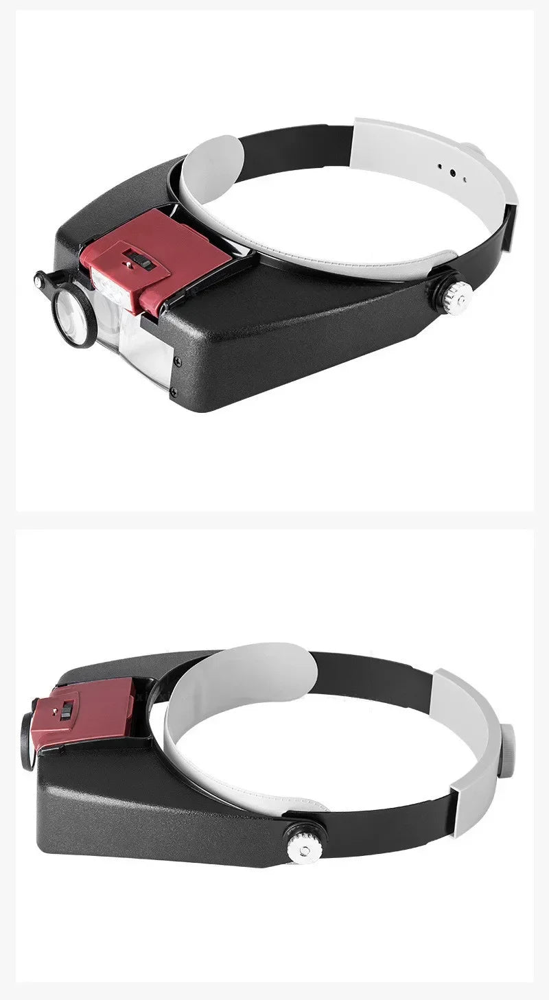 NEW Loupe High Accuracy Microscope LED Light 10X Helmet Style Magnifier Glass Headband Magnifying Glasses Con Luz Reading or Repair Use Diamond Rings Gold Jewelry Magnifier