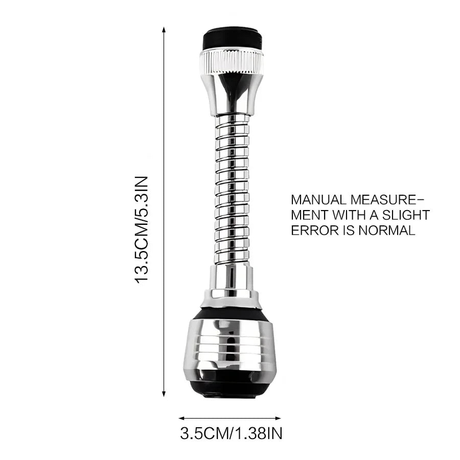 Kitchen Bathroom Stainless Steel Faucet Sprinkler Water-Saving Device Lengthening Rotating Splash Proof Sprinkler Spray Extender Bubbler