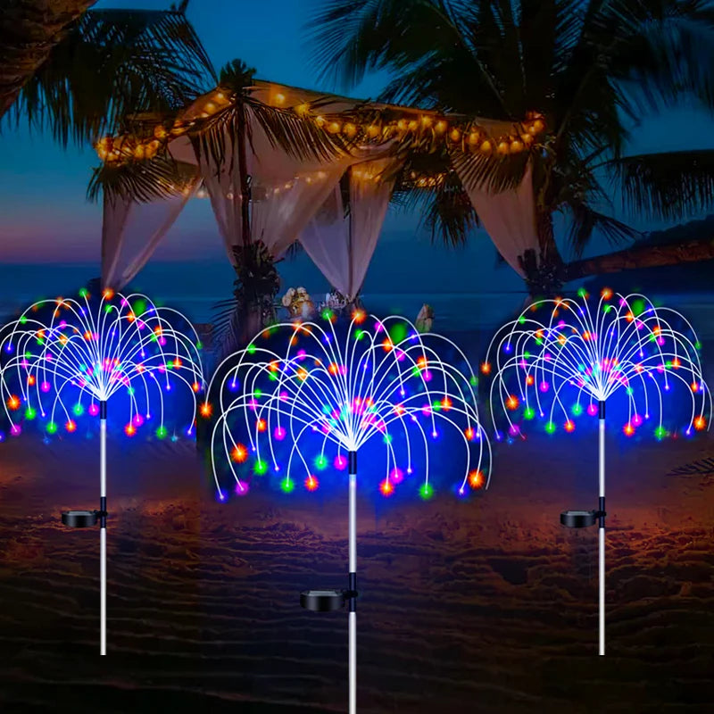 5 PCS Set Solar Firework LED Stake Lights Outdoor Garden Decor Pathway Fairy Light Waterproof Yard Lawn Patio Landscape Decor Solar Lamp