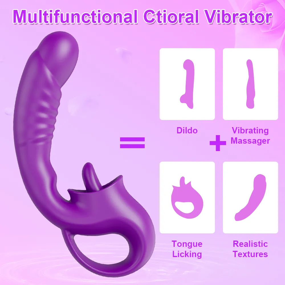 Tongue Licking G Spot Vibrator Female 20 Modes Swing Nipple Clitoris Dildo Multiple Stimulation Adult Goods Sex Toys for Women