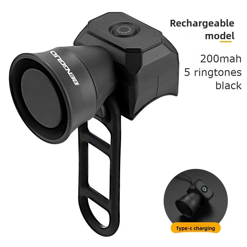 Electric Bicycle Horn Mountain Bike Mini USB Charging/Battery Waterproof Electronic Bike Bell Riding Equipment Bicycle Accessories Sports Supplies