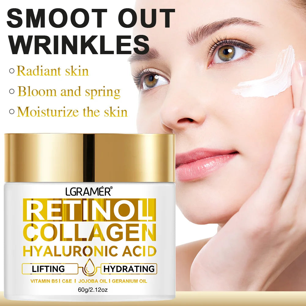 Retinol Face Cream Moisturizing Wrinkle Remover Collagen Hyaluronic Acid Creams Skin Care Cosmetic for Women & Men
