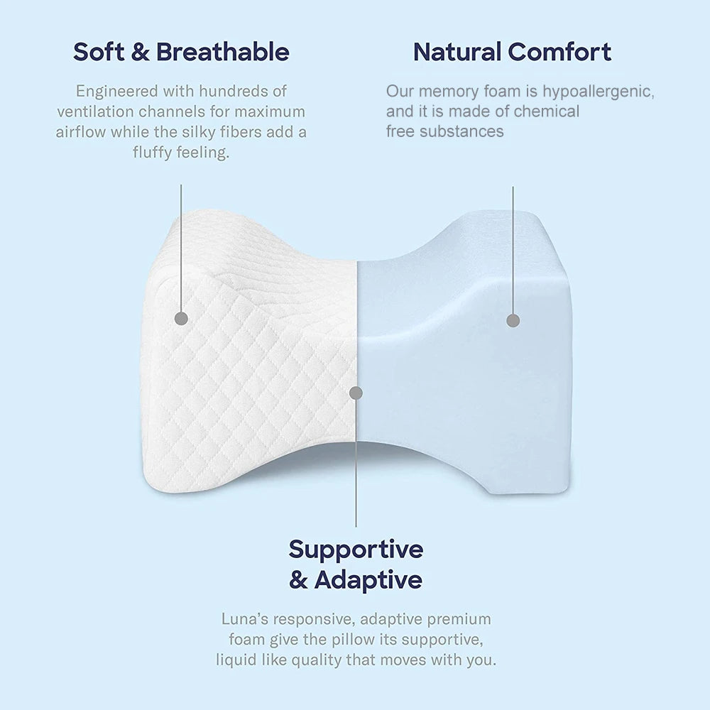 NEW Arrivals Memory Foam Wedge Sleeping Knee Pillow for Side Sleepers Back Pain Sciatica Relief Pregnancy Maternity Pillows Back Leg Cushion Health Care Accessories