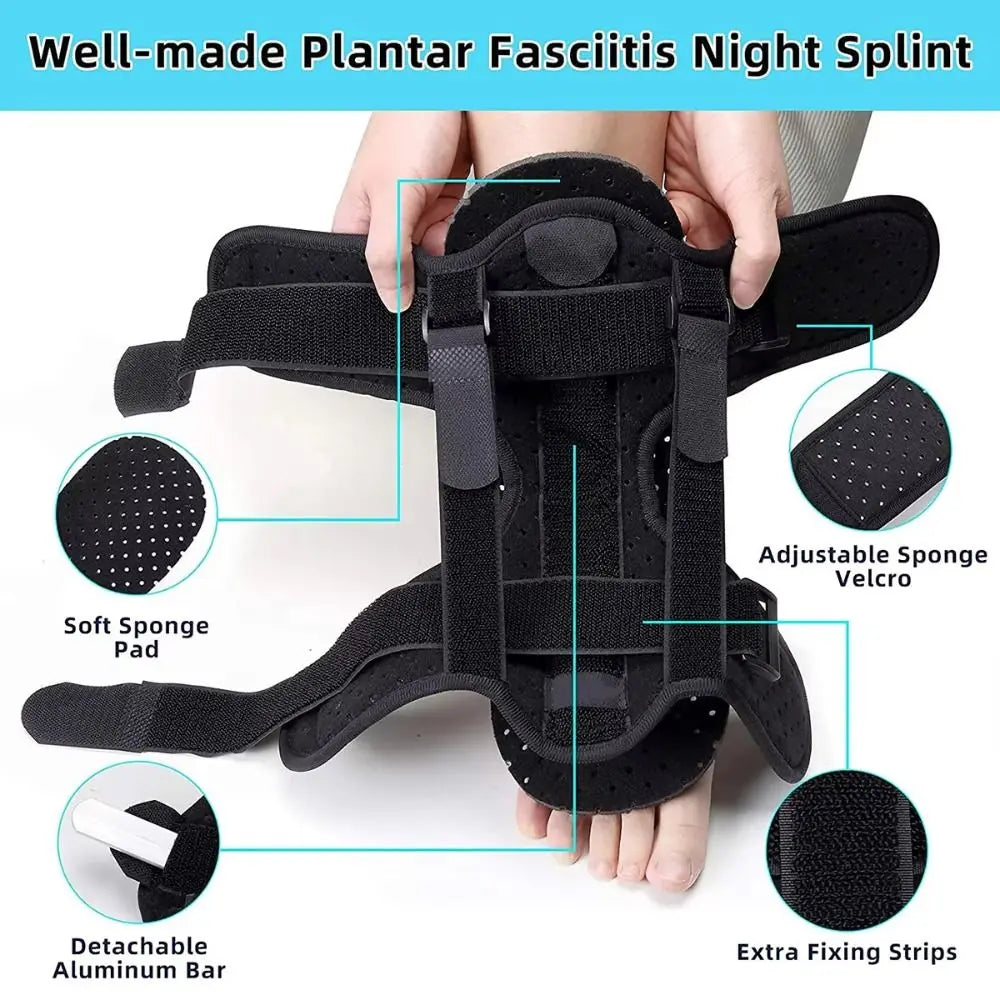 Double Support Plantar Fasciitis Splint Compression Breathable Dorsal Drop Foot Orthopedic Brace Adjustable Skin-friendly Health Care Supplies