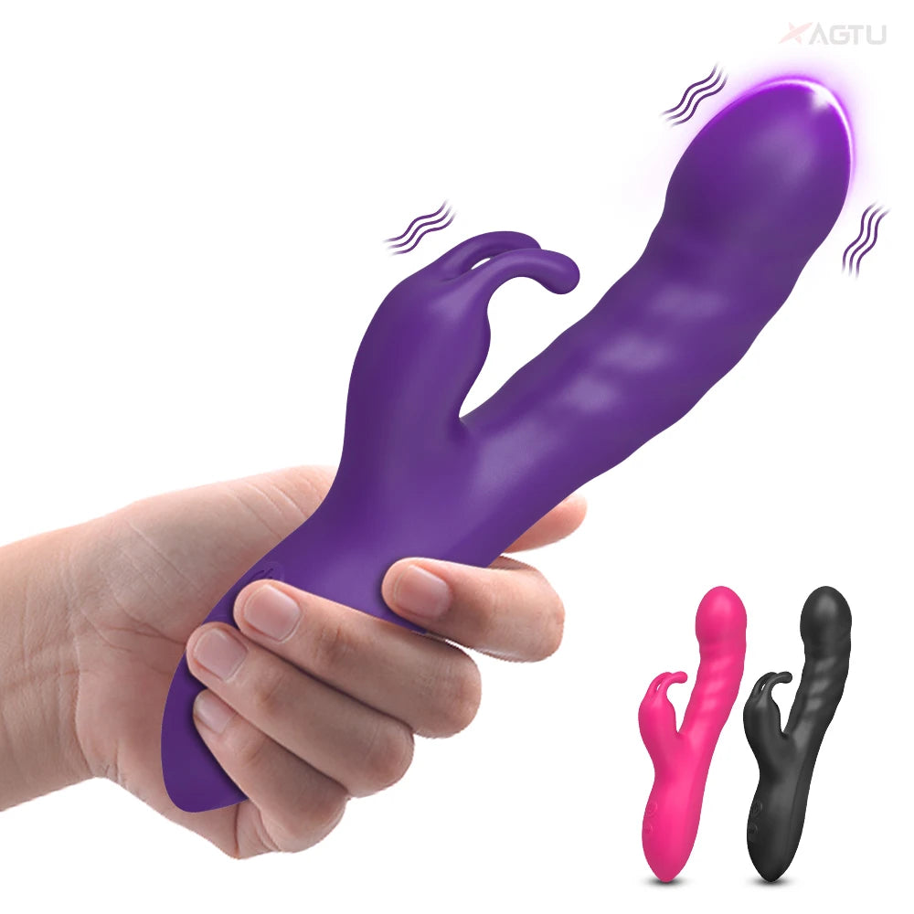 2 in1 G Spot Rabbit Vibrator for Women Nipple Clitoris Stimulator Dildo Massager Adults Masturbator Female Sex Toy for Adults 18+