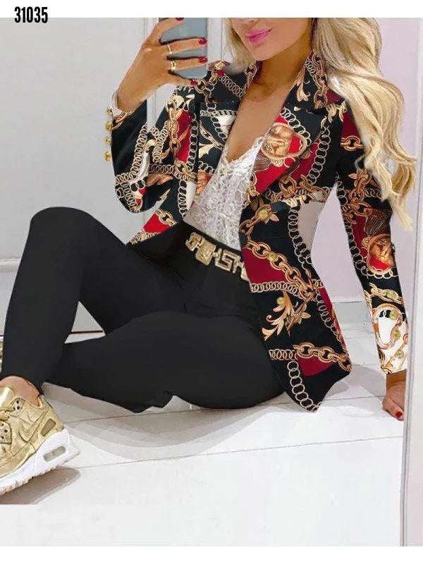 NEW Arrivals 2PCS Set S=2XL 11 Patterns/Colors Luxury Italian Suit Coat + Pants Set Evening Business Office Lady Fashion Elegant Long Sleeve Top Trousers Formal Outfit  Ladies Luxury Fashion Clothing Supplies