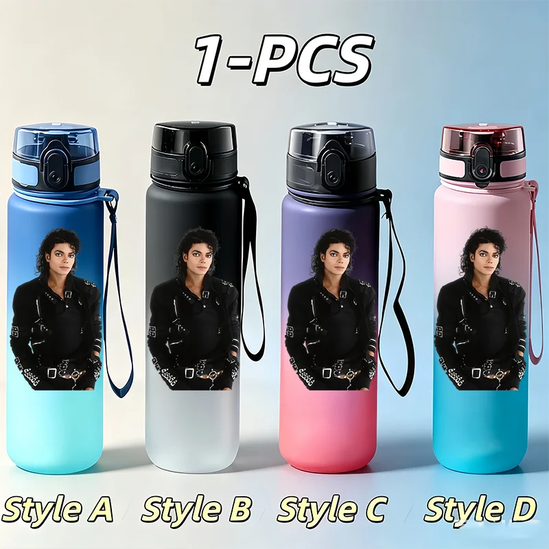 Michael Jackson Fans Character 650ml NEW Cool Gradient Water Cup, Vacation Gift, Portable Outdoor Travel Running Gym Cycling Water Bottle Sports Accessories Gifts