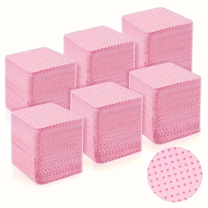 200 PCS Set White/Pink Color  Non-Abrasive Nail Wipes | Soft Absorbent Nail Cleaning Sponges for Removing Nail Polish Women Makeup Tools