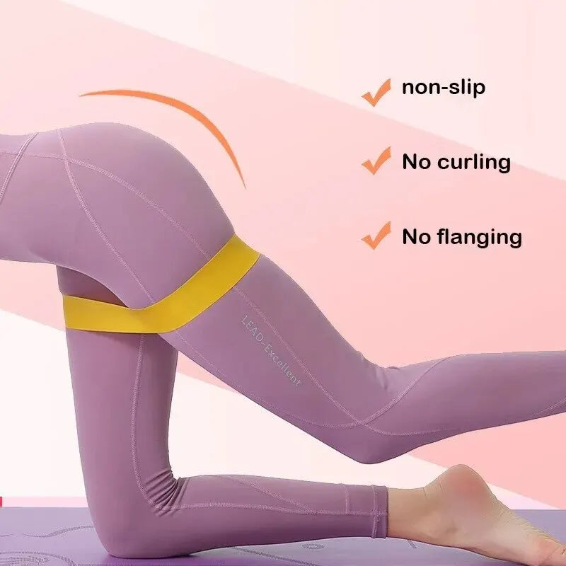 5 PCS Set Home Gym Yoga Studio Tension Belt Fitness Elastic Belt Resistance Belt Squat Butt AIDS Tension Ring Stretching Exercise Belt Sports Accessories