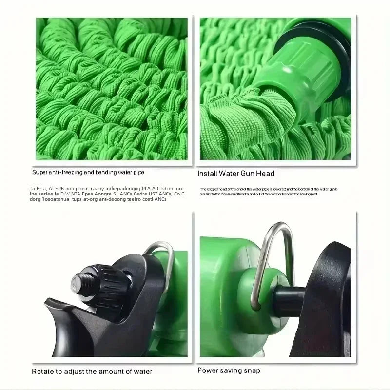 NEW 50FT Green Expandable High-Pressure Magic Hose 7 Water Spraying Functions Gun Durable Materials Home Garden Watering Tools Home Outdoor Garden Tools