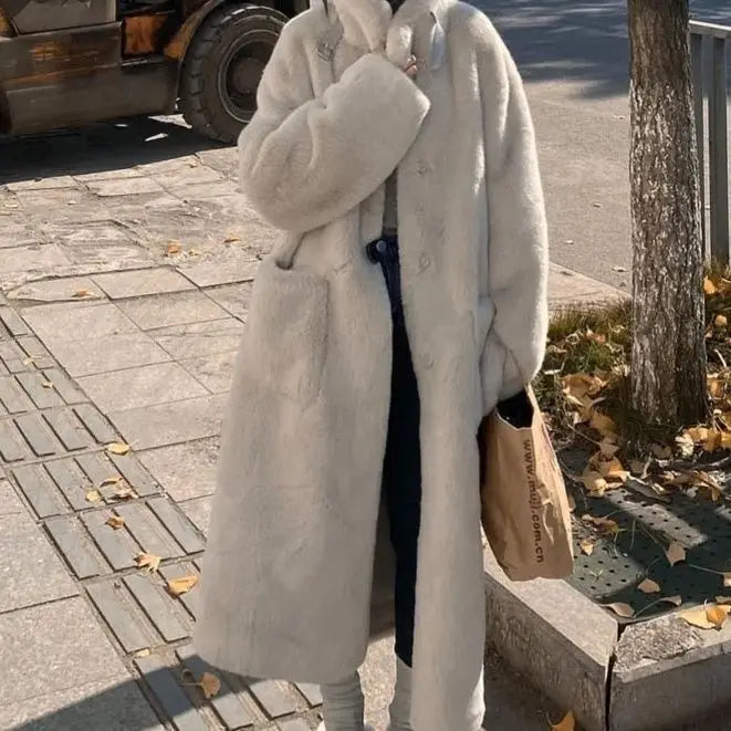 Low-Price Sales are Limited NEW Women's Medium to Long Fur Coat Loose Slimming Thickened Fur Environmentally Friendly Mink Fur Button Mink Coat Trendy Ladies Girls Luxury Fashion Clothing Supplies
