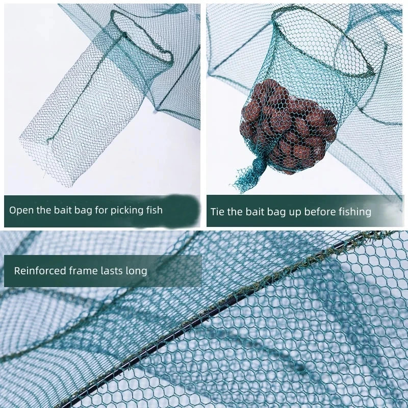 10-20 Holes Automatic Fishing Trap Net Umbrella-Shape Capable of Catching Fish Shrimps Crabs Foldable Cages Set Simple Happy Fishing Gear Sea Lakes River Fishing Accessories