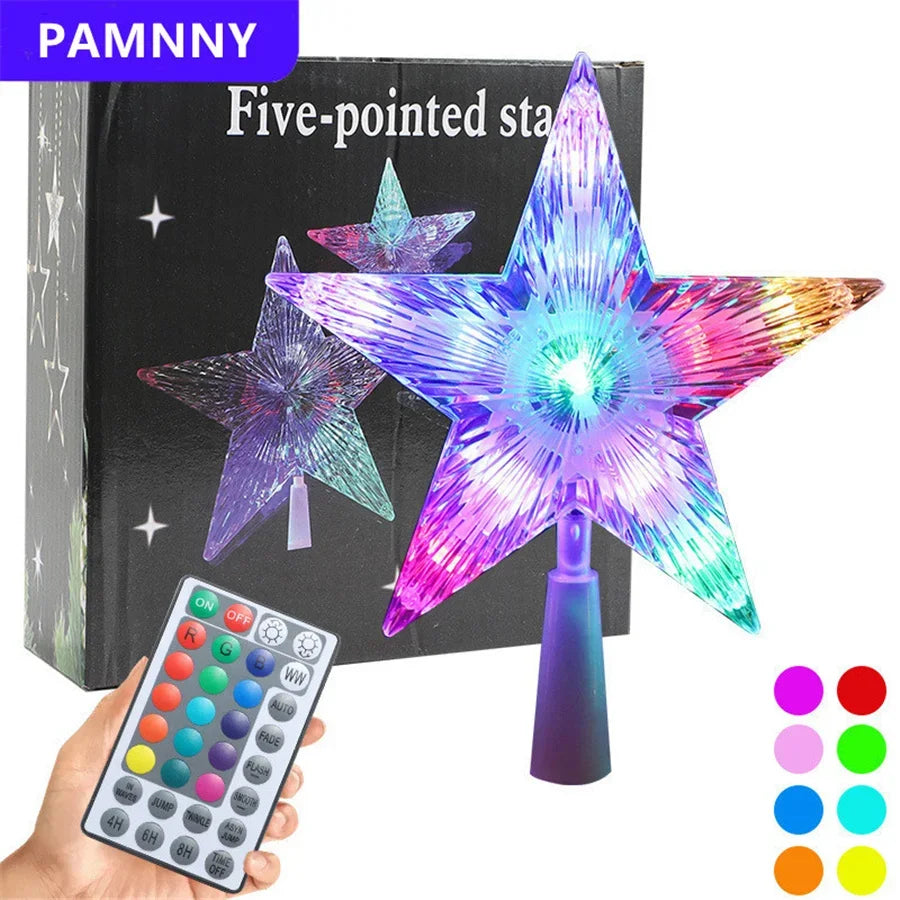NEW Arrivals RGB LED Christmas Tree Top Star Fairy String Lights USB Powered Remote Christmas Garland Lights for Wedding Party Holiday Decor